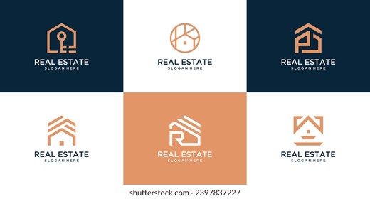set of collection abstract home real estate logo design template