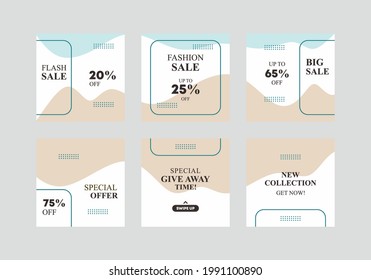 Set collection of abstract square art templates with pastel color template design. Suitable for social media posts, mobile apps, banners design and web internet ads. Vector fashion background