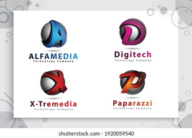 Set Collection of Alfabet logo with modern color and 3d style concept, digital illustration of 3d Letter A for business and company indentity.