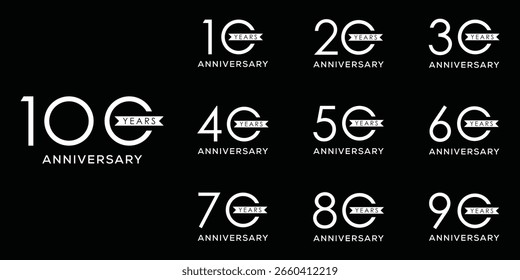 Conjunto de Plantilla de diseño de logotipo de aniversario de colección, concepto de símbolo de Vector especial del día de celebración, ícono gráfico de número 