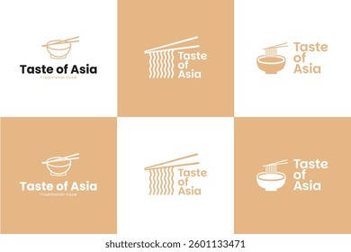 Set collection of asian food logo design template vector illustration