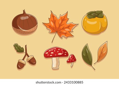 Set Collection of Autumn Element Design