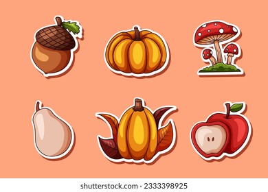 Establecer colección de pegatinas de otoño