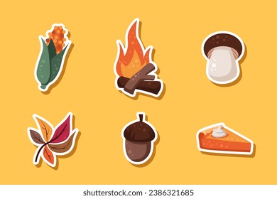 Establecer colección de pegatinas de otoño