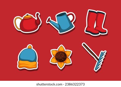 Establecer colección de pegatinas de otoño