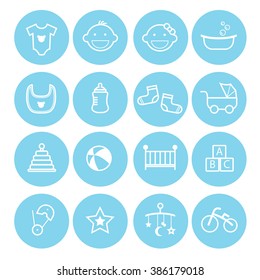 A Set Collection Of Baby Icons For Baby Stuff