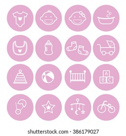 a set collection of baby icons for baby stuff