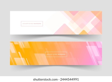 Set collection ,banner background, orange and pink gradient, geometric background, template background