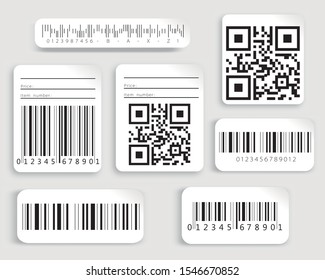 Set, collection of barcodes isolated on white background.