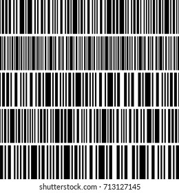 Set, collection of barcodes isolated on white background. Thin and thick vertical stripes. Black and white line. Vector stylish background. Repeating geometric tiles.