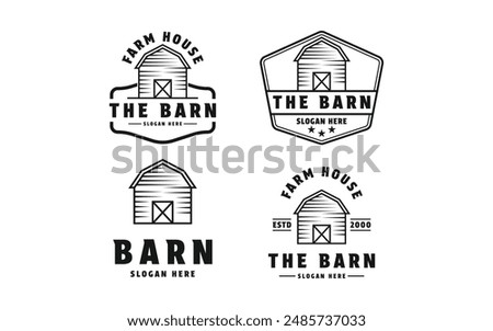 set collection barn farm logo design concept vintage retro label badge