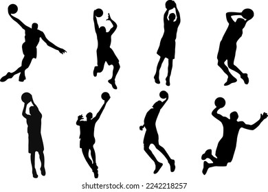 Juego de silhoutte de baloncesto de colección