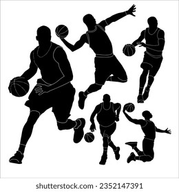 Juego de silhoutte de baloncesto de colección