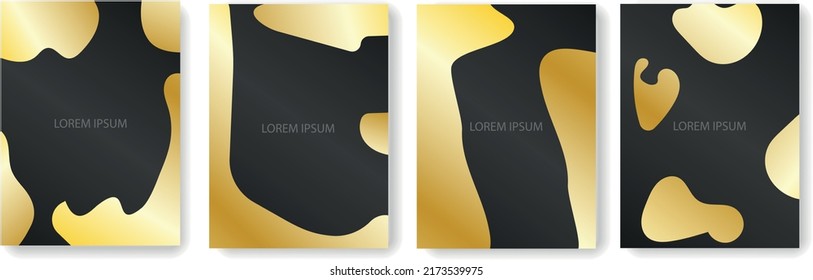 Set collection of black backgrounds with gold spots