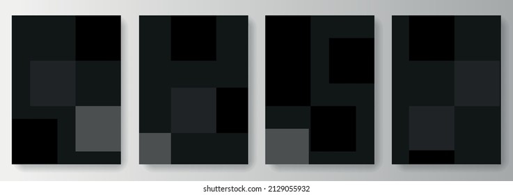 Set collection of black backgrounds with black and gray squares