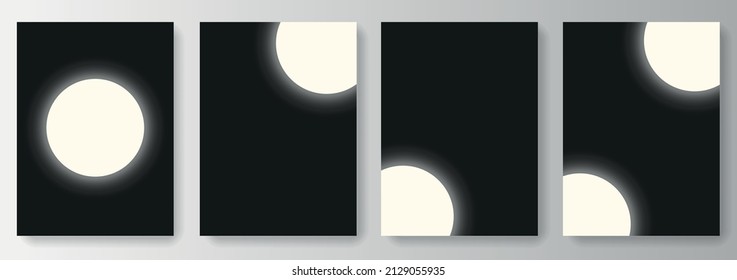 Sammlung schwarzer Hintergründe mit weißem, glänzenden Mond