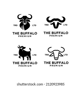 set collection black buffalo vector logo design