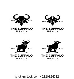 diseño del logotipo del vector de búfalo negro de la colección set