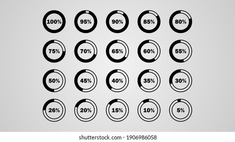 Set Collection Black Line Load Status Icons Vector Design Style