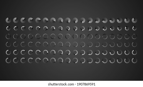 Set Collection Black Line Load Status Icons Vector Design Style