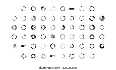 Set Collection Black Line Load Status Icons Vector Design Style