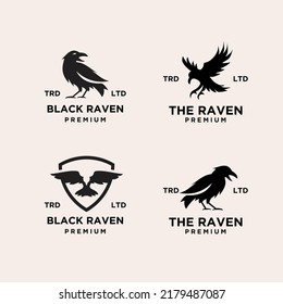 set collection black raven logo design