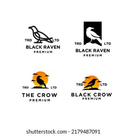 set collection black raven logo design