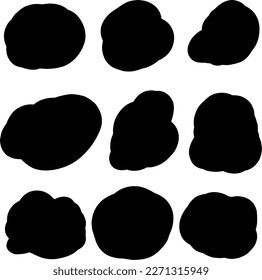 Establece la colección de forma de roca negra o la mancha de tinta de caída sobre fondo blanco.