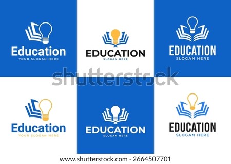 Set collection book bulb logo design template vector illustration