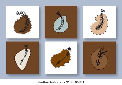 Set collection of botanical element for wedding logo