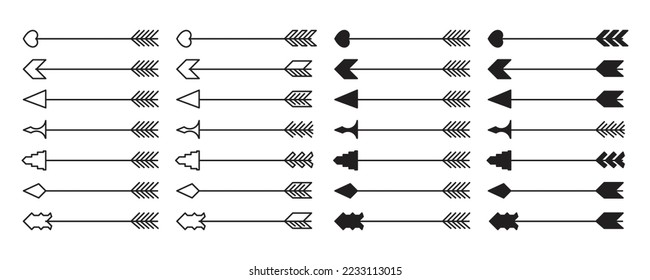 set collection of bow arrow.vectors illustration.