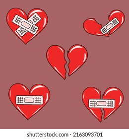 Set collection Broken red heart