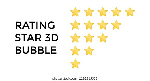 Establecer la clasificación de la burbuja de la colección 3d estrellas para las calificaciones de servicio para la satisfacción