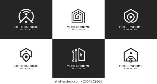 Set of collection building real estate template. Minimalist home property logo vector