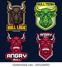 set collection of bull logo design for esport and sport team