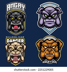 set collection of bulldog logo design for esport and sport team