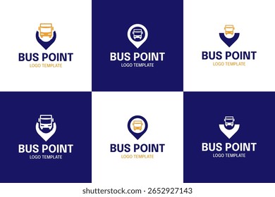 Establecer la colección de la Ilustración vectorial de diseño de logotipo de punto de autobús