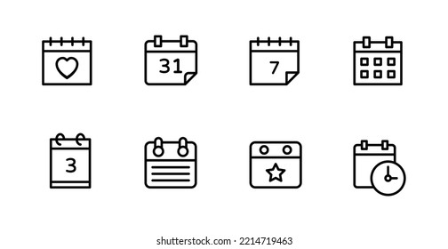 Set collection of calendar icons, calendar symbols set, time management deadline - Vector illustration