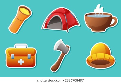Set Collection of Camping Sticker