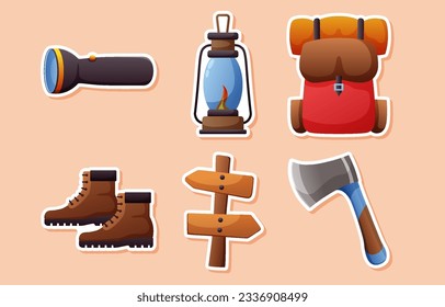 Set Collection of Camping Sticker