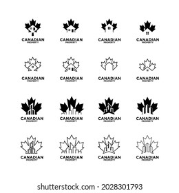Set Collection Canadian property real estate logo icon design vector