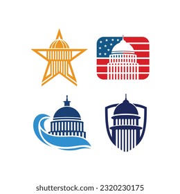 set collection of capitol building logo, Capitol logo icon flat design template