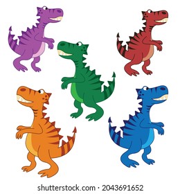 Set collection of cartoon dinosaurs. Vector illustration