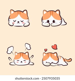 set of collection cat poses for elements, clipart and sticker 