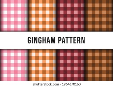 Set collection of checkered gingham line tablecloth seamless pattern. Premium Vector

