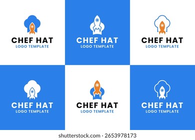 Set collection of chef hat rocket logo design vector template vector illustration