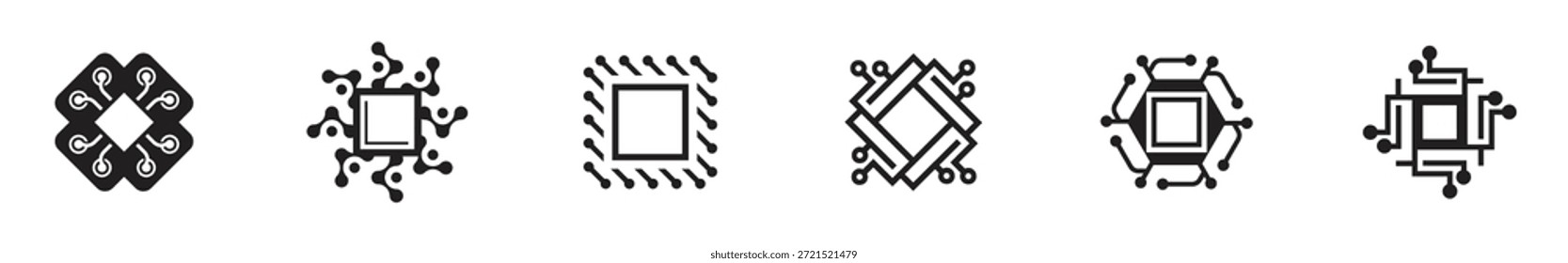 conjunto de coleção chip digital logo design inspira. cor moderna, tecnologia, logotipo ponto. Ícones de chips de computador - Multi Series, ilustração vetorial.