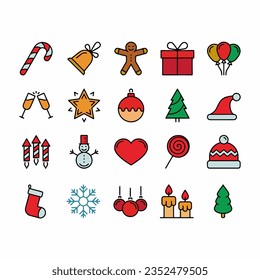 set of collection christmas icon vector