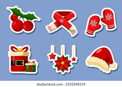 Establecer la colección de pegatinas de Navidad