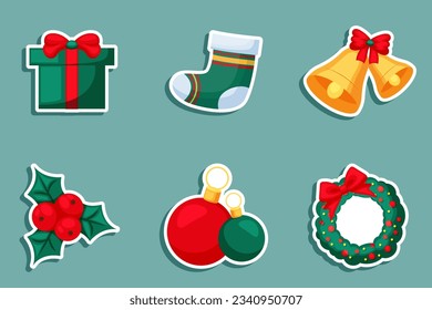 Establecer la colección de pegatinas de Navidad